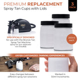 Replacement Cups with Lids for Spray Tan Gun (3 Count)